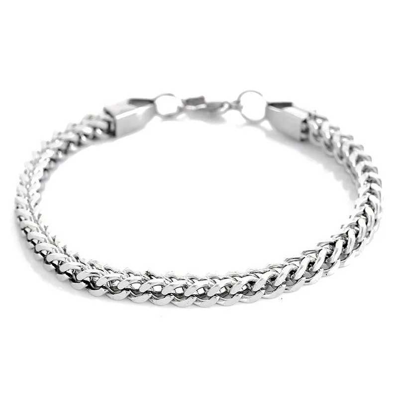 5MM stainless steel quarter chain suitable for mens womens Cuban bracelets boys chain bracelets metal watch jewelry length 19cm/21cm W250227