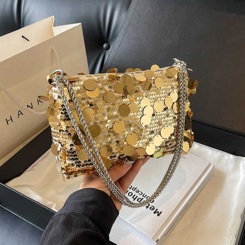 New Arrival Gold sequin party wallet Eevning bag for womens summer fAshion mini bag for womens Retro ten font phone bag T250227