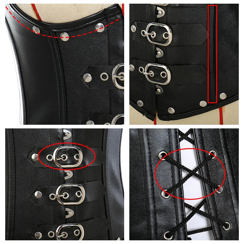 Sexy Plus Size Steampunk Gothic Corset Bustier Steel Boned Leather Waist Trainer Corset Bustier Waist Cincher Shaper Corselet 250227