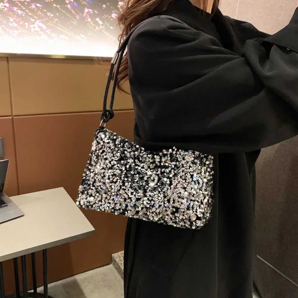 New Arrival Fashion solid color sequin cross body bag Korean style phone bag sequin shoulder bag handbag T250227