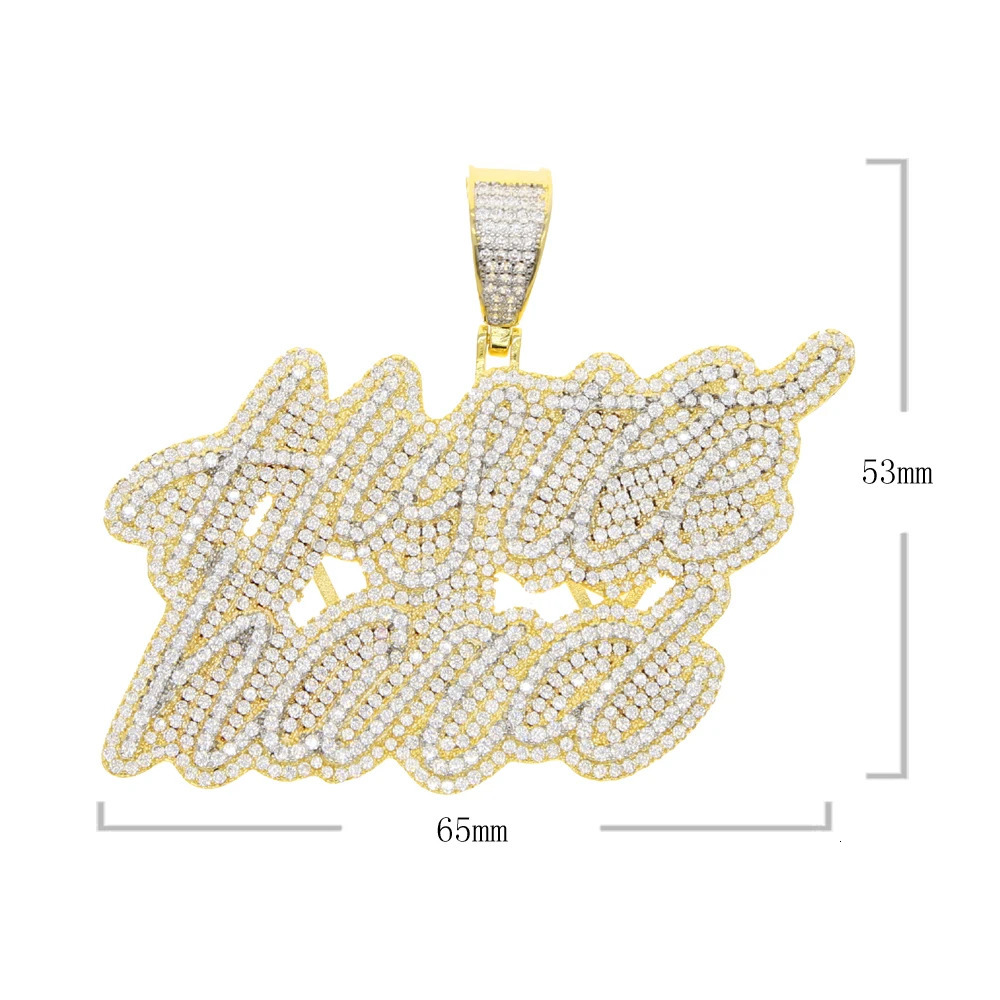 Hip Hop 5A Cubic Zircon Iced Out Hustle Hard Letters Pendants Necklaces CZ Letter Charm For Men Women Jewelry 250227