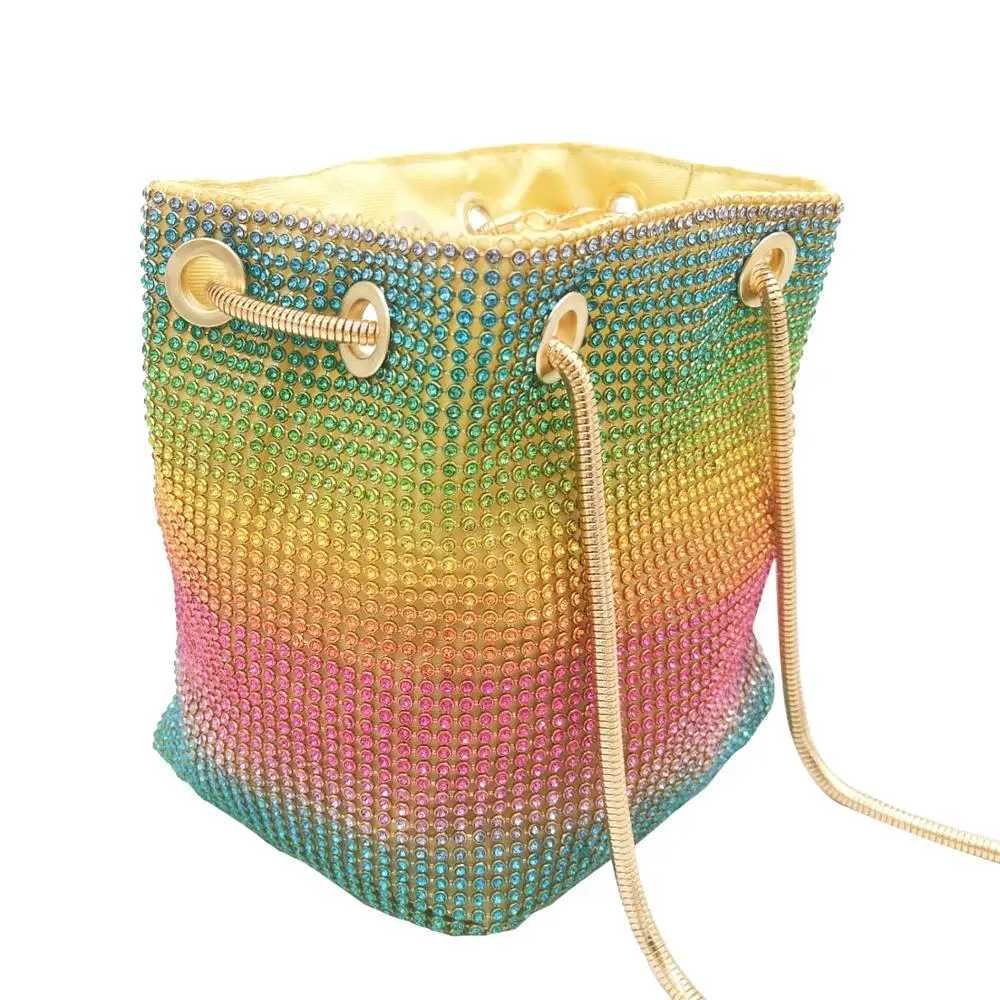 New Arrival Boutique De FGG Rainbow Women Mini Chain Shoulder Purses and Handbags Crystal Clutch Evening Bags Rhinestone Party Crossbody Bag T250227