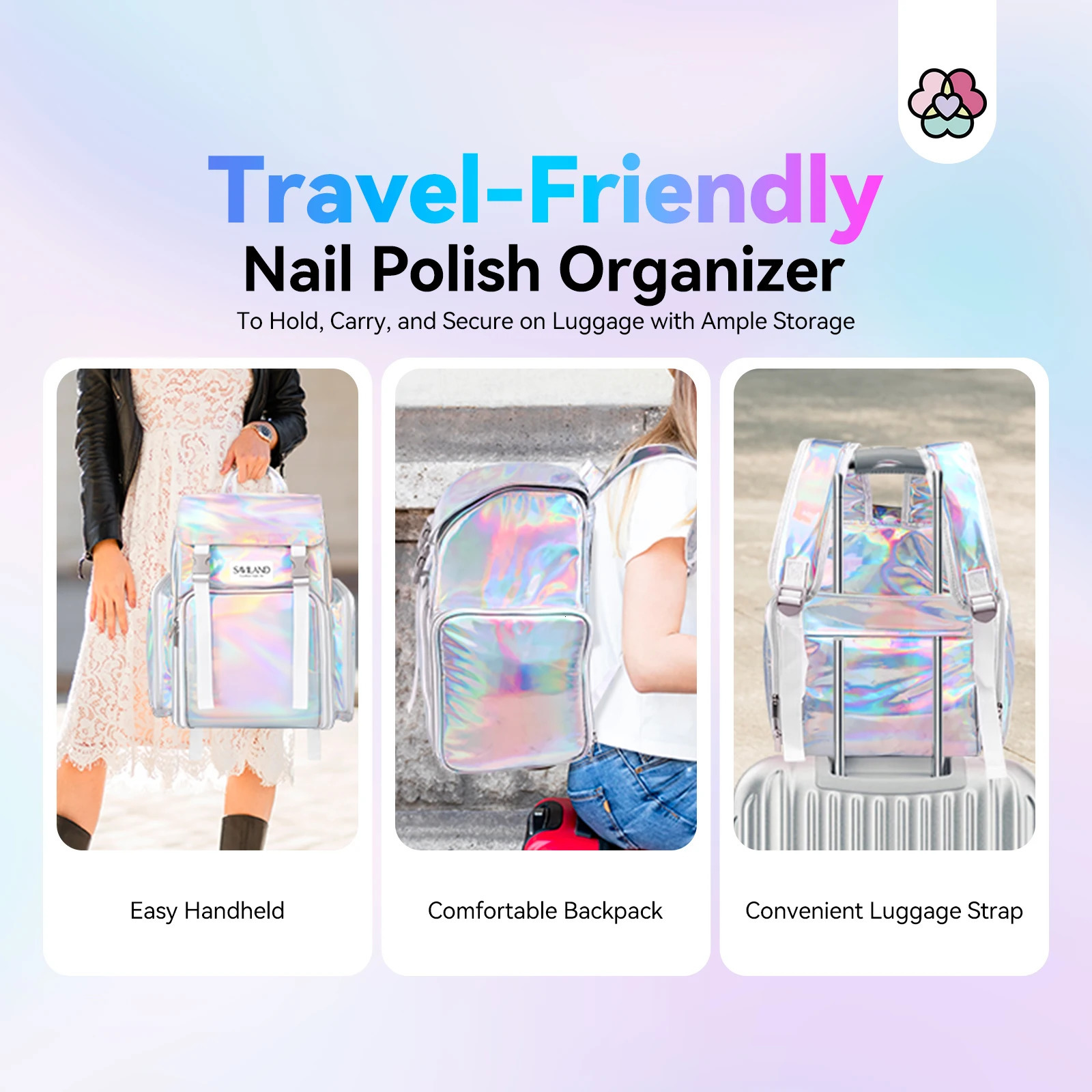 Ship from US Saviland nail polish storage bag 70 bottles of large capacity organizer box multi spacing bottle clipper tool 250227FBB
