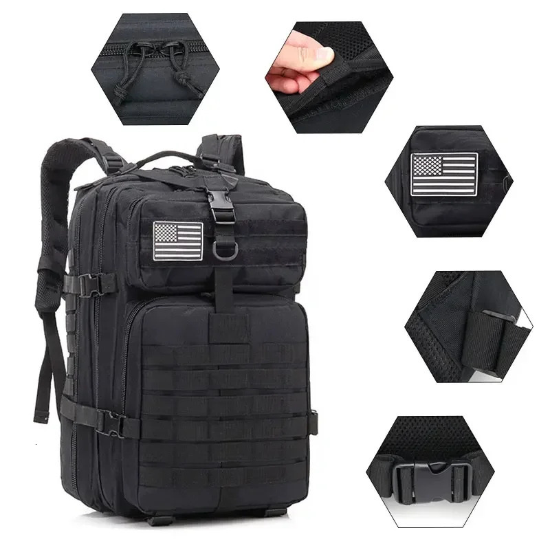 Ship from US 50L mens tactical backpack travel bag outdoor 3P school EDC Molle hiking hunting camping equipment 250227FBB