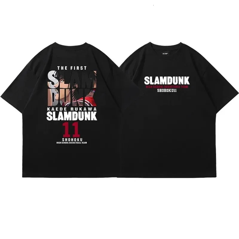 Anime Slam Dunk Print T-Shirt Mens Oversized Japanese Manganese Cotton Short Sleeve Fast Pure Cotton 250227
