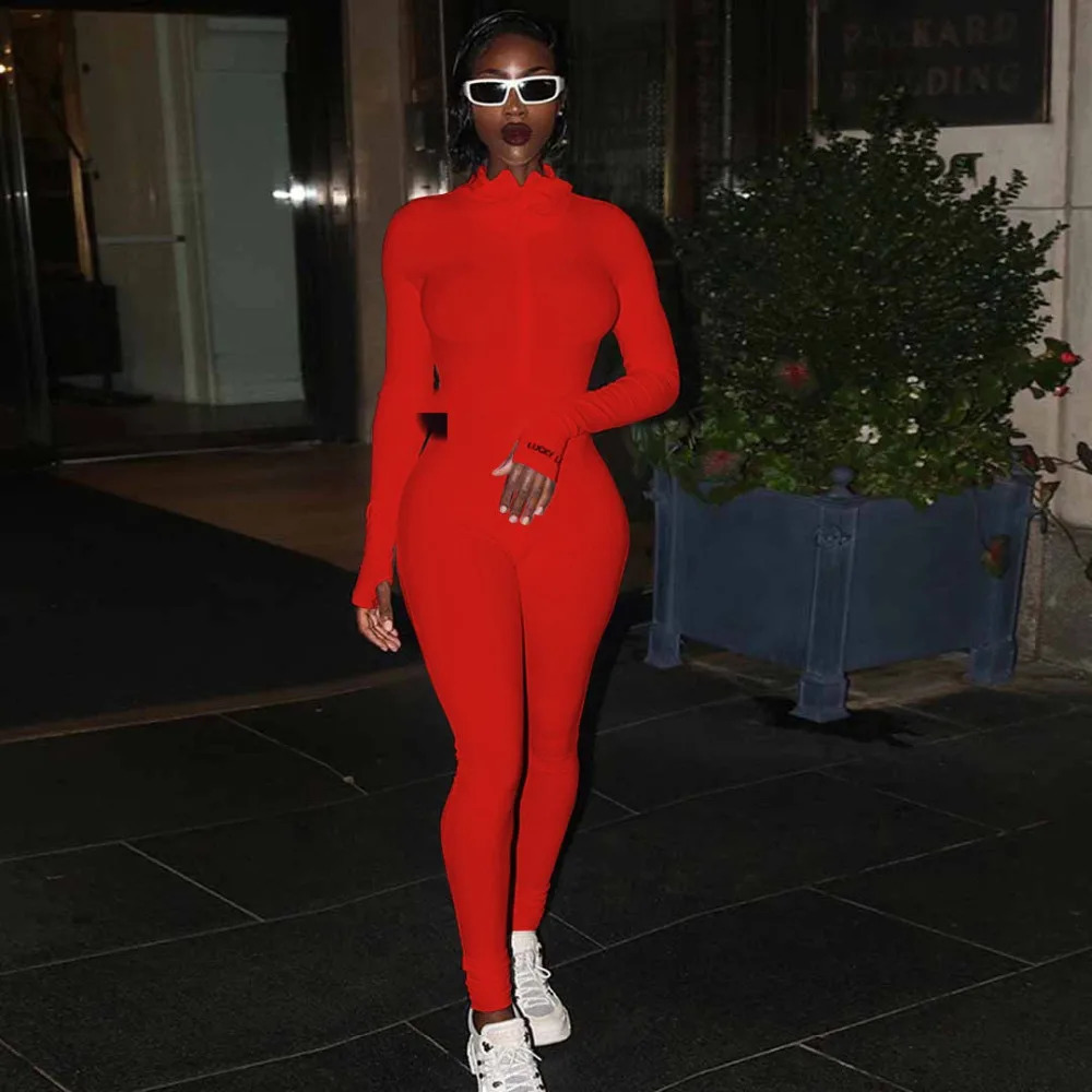 Workout Active Wear Ribbed Rompers Womens Jumpsuit Sporty Long Sleeve Fitness Embroidery Letter Print Zipper Jumpsuits 250224