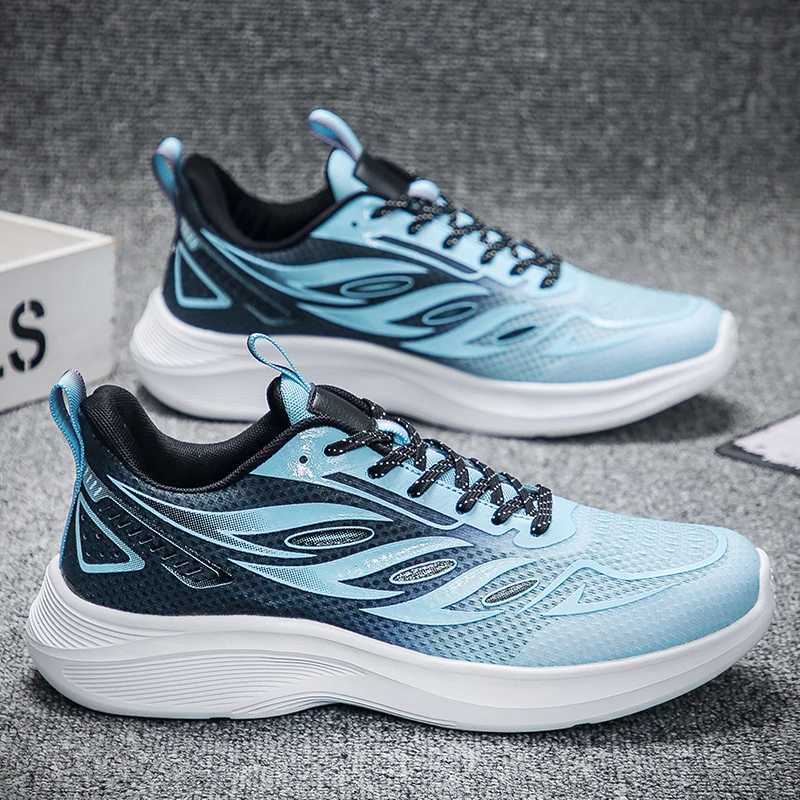Mens running shoes mesh lightweight casual breathable flat sports shoes 2024 new fashionable lace plus size mens tennis shoes Z250227