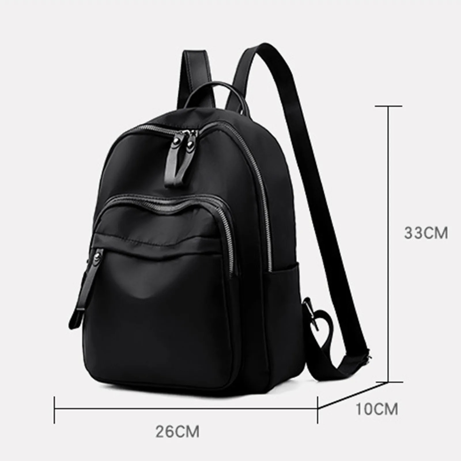 Ship from US Womens Fashion Solid Color Fabric Large Capacity School Bag Adjustable Shoulder Strap Double Mochila 250227FBB