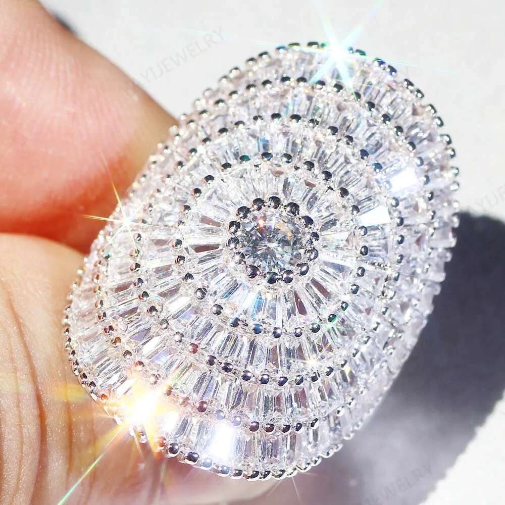 YaYI Jewelry Fashion Complex Design 100% Natural Zircon Moissanite Gemstones Sier Color Engagement Wedding Party Copper Rings