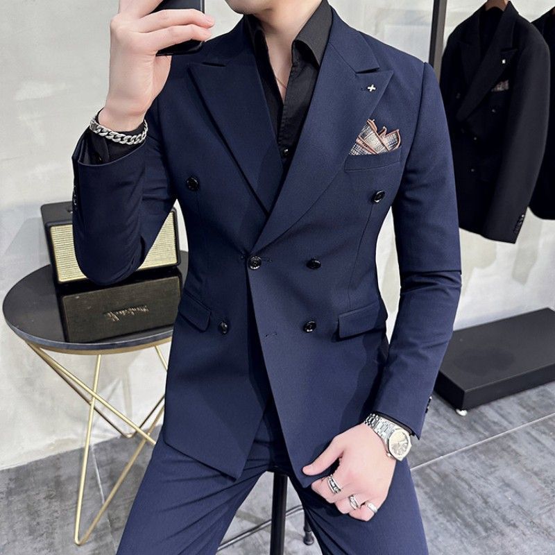 P227Stylish Groom and Best Man Wedding Attire Slim Fit Office Wear Suits