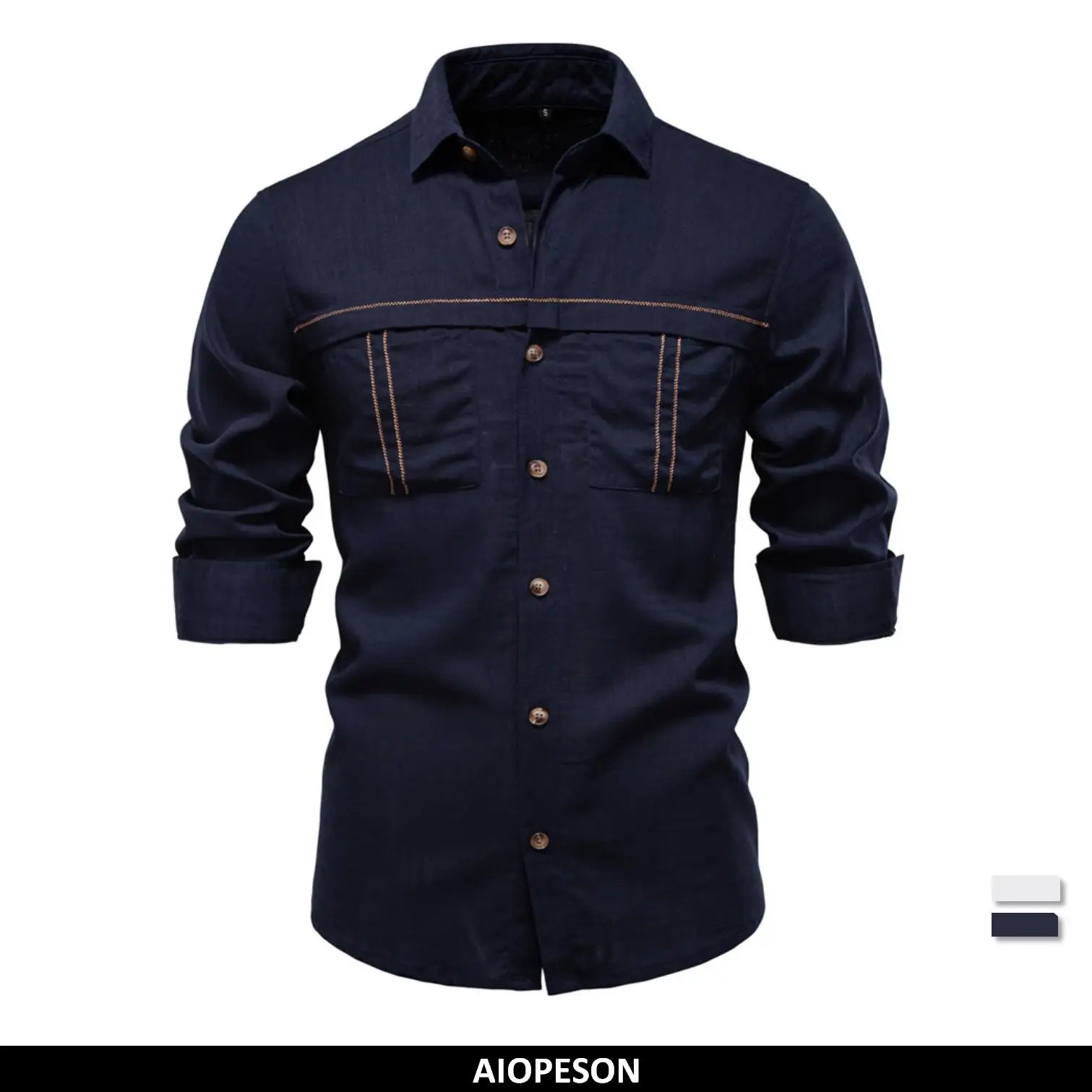 AIOPESON Spring Mens Long-Sleeve Pure Color Linen Shirt For Casual Comfort And Style Breathable Male Shirts 250224