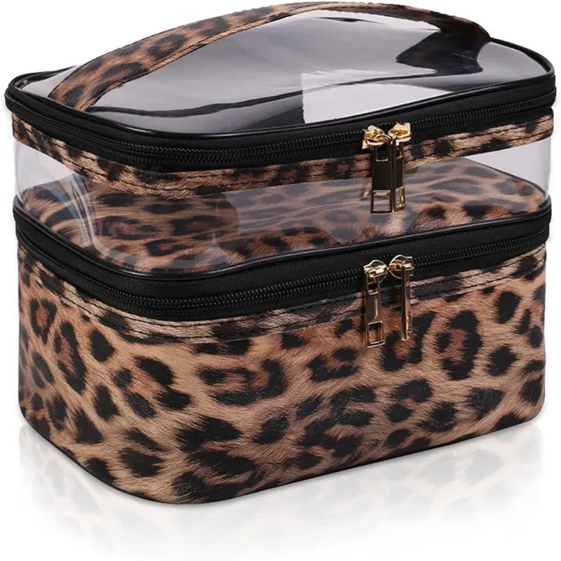 Ship from US Double layered makeup bag travel womens portable waterproof 250227FBB