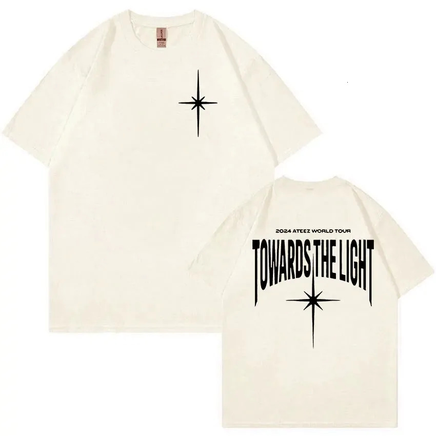 ATEEZ World Tour Men Cotton T-shirt Fashion Big Size Top Casual Short Sleeve Streetwear Classic Print Tee 4XL 250227