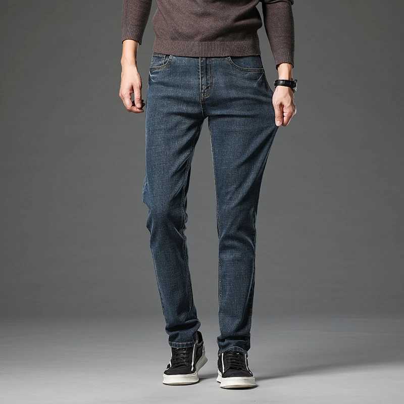 Stretch Cotton Mens Business Jeans Vintage Classic Straight Casual Trouser Male Brand Clothing Denim Pants Plus Size 28-40 X250227