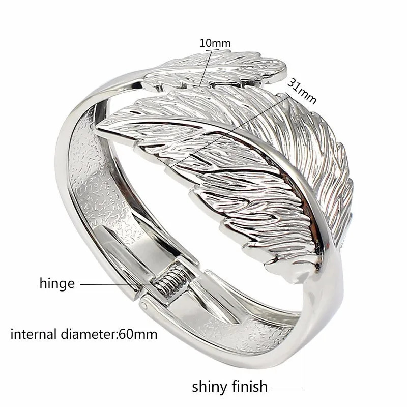 Womens Trendy 2 Tone Gold Leaf Bangle Bracelet Zinc Alloy High Quality Wedding Anniversary Jewelry 250227