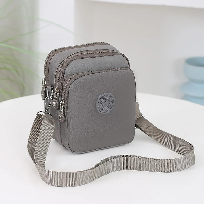 Ship from US Three layer mobile phone bag womens crossbody mini versatile summer Oxford canvas walking wallet 250227FBB