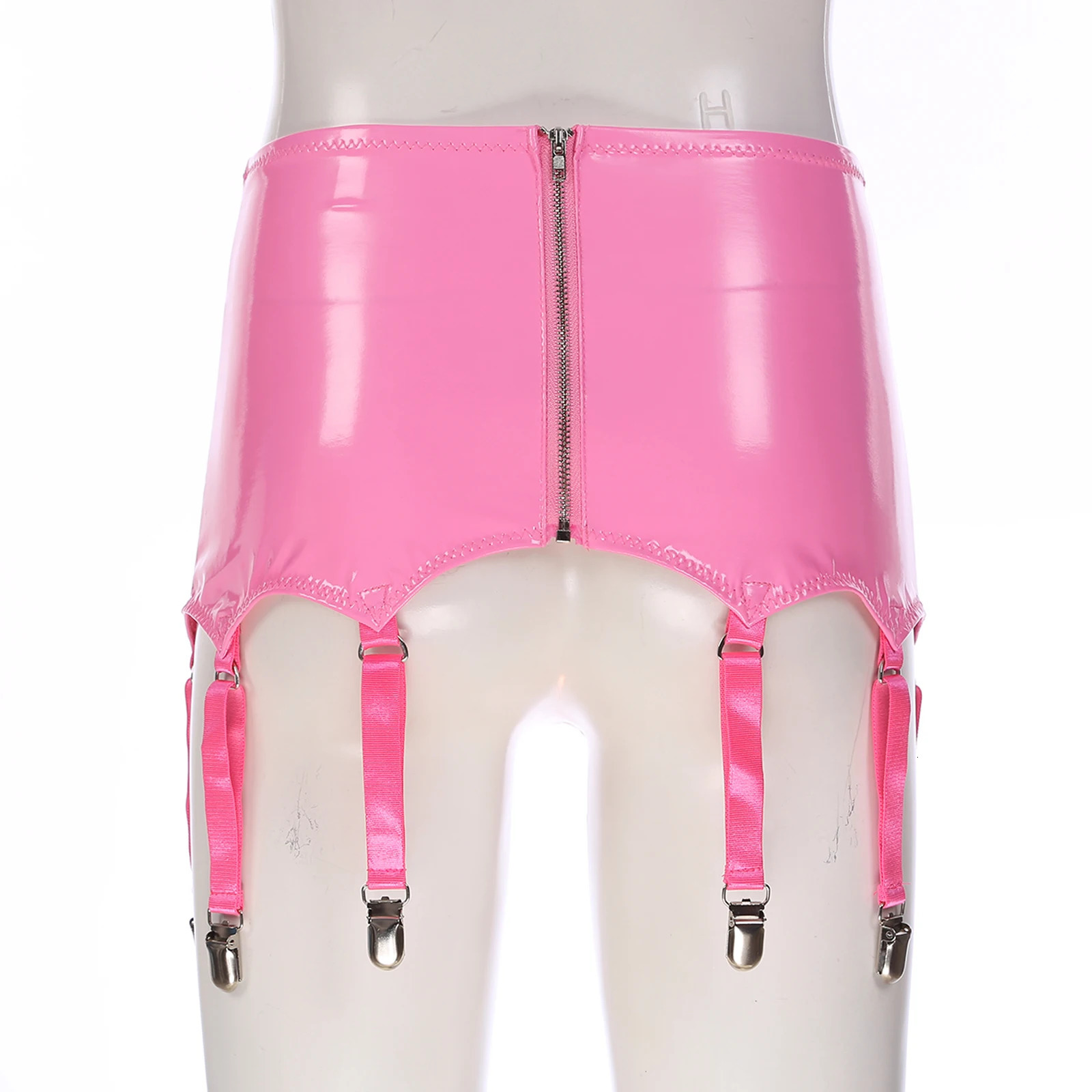 Womens Patent Leather Garters with Metal Clips for Stockings Underwear Lingerie Punk Gothic Clubwear Intimates Accessories 250227