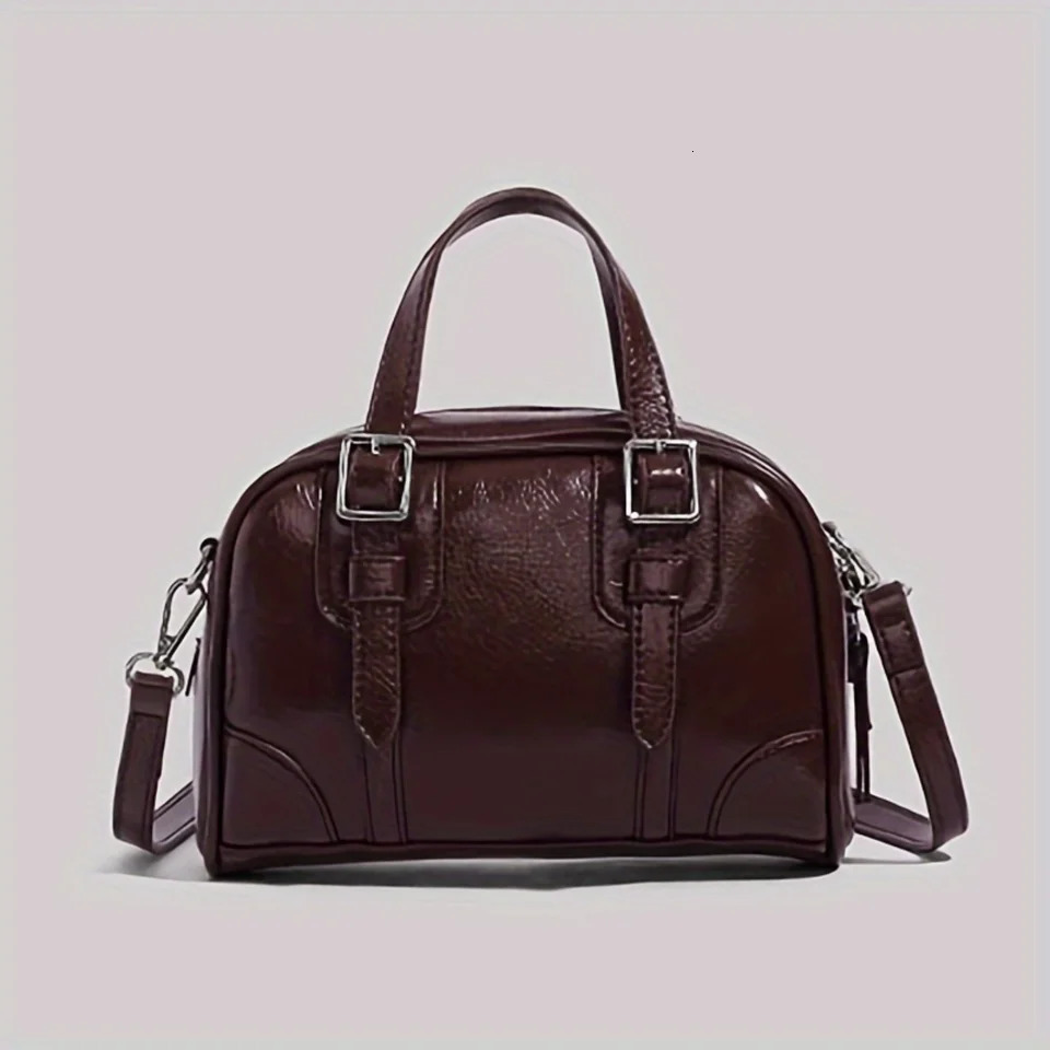 Ship from US Elegant Faux Leather Pillow Handbag Fashion Boston Bag For Women Versatile TopHandle Crossbody Satchel Chic Bowlinginspired 250227FBB