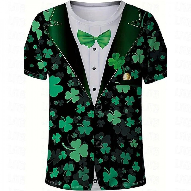 Designer 2025 Spring Round Neck Short Sleeve 3D Poker Digital Printed Loose Men's Casual T-shirt