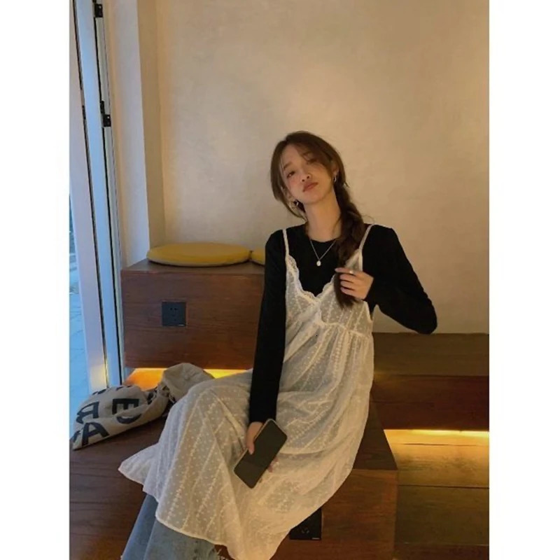 Korean Cute Beige White Lace Midi Dresses Women Summer Sexy Transparent Sleeveless Dress Elegant V-neck Slip Dress Cover-Ups 250222