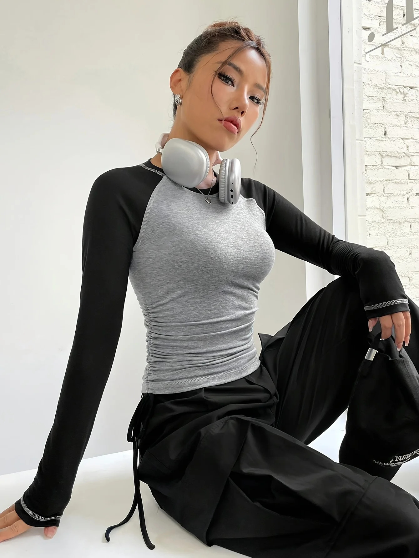 Women Long Sleeve Slim Fit T Shirts Holiday Party Crop Top Y2k Long Sleeve Korean Harajuku Kpop Graphic Patchwork Tee 250227