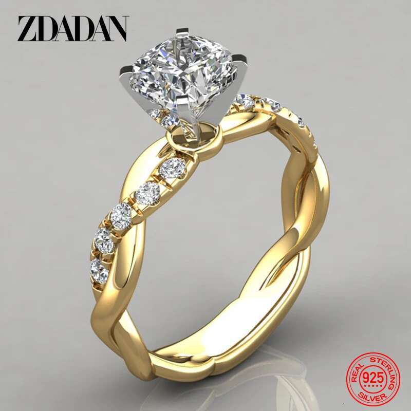 ZDADAN Sterg Sier AAA White Cubic Zircon Ring For Women Wedding Jewelry Party Gift