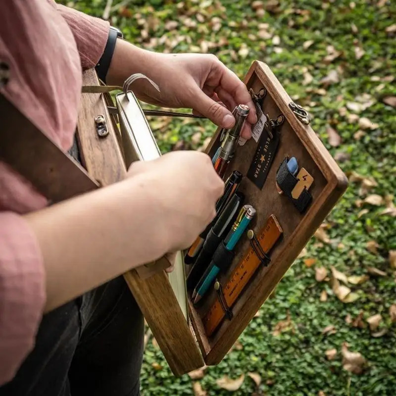 Ship from US Writers Messenger Wooden Box A5 Retro Trend Shoulder Bag Postman Outdoor Briefcase Art Supplies Home Decor Storage 250227FBB