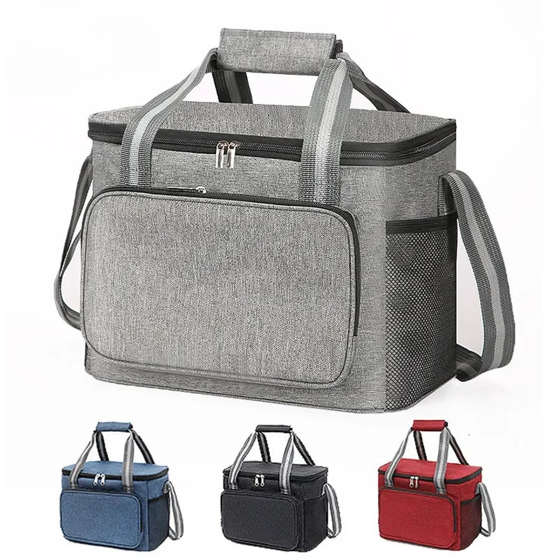 Ship from US Large Insulated Lunch Bag Black Waterproof Leakproof Thickened HandheldShoulder Carry Outdoor Picnic 250227FBB