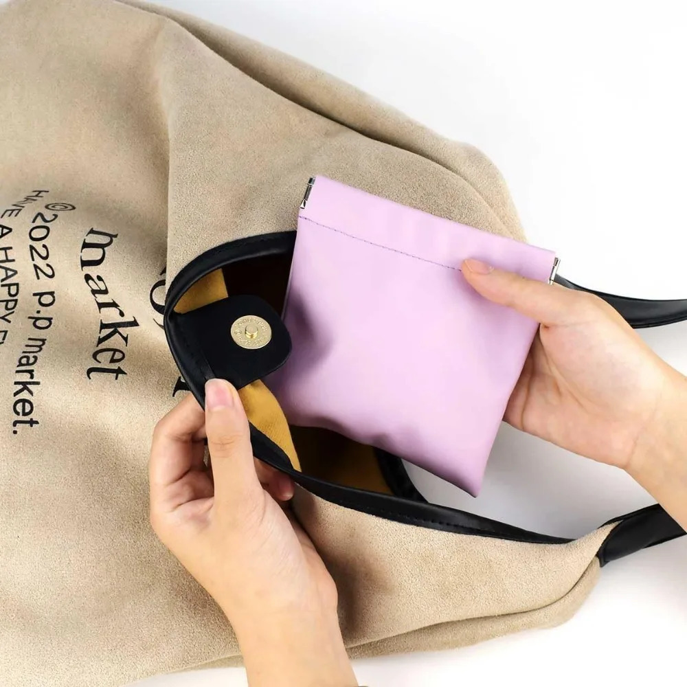 Ship from US Makeup bag snap button leather tissue small makeup womens portable waterproof mini travel storage 250227FBB