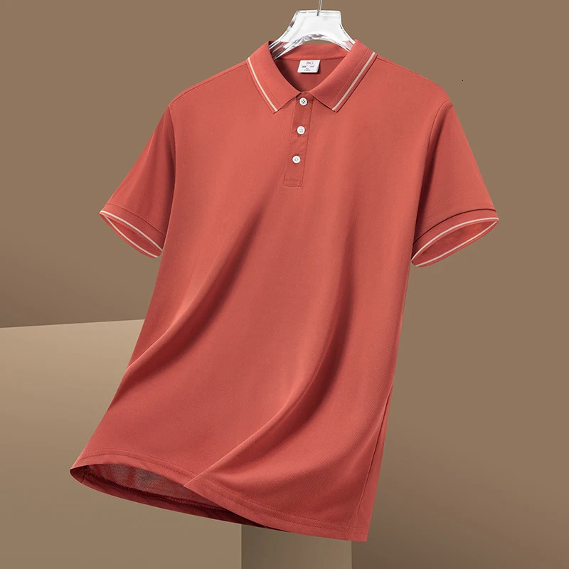 Value summer polo shirt mens short sleeved ice silk polo mens version high-quality lapel T-shirt mens light business t-shi 250225