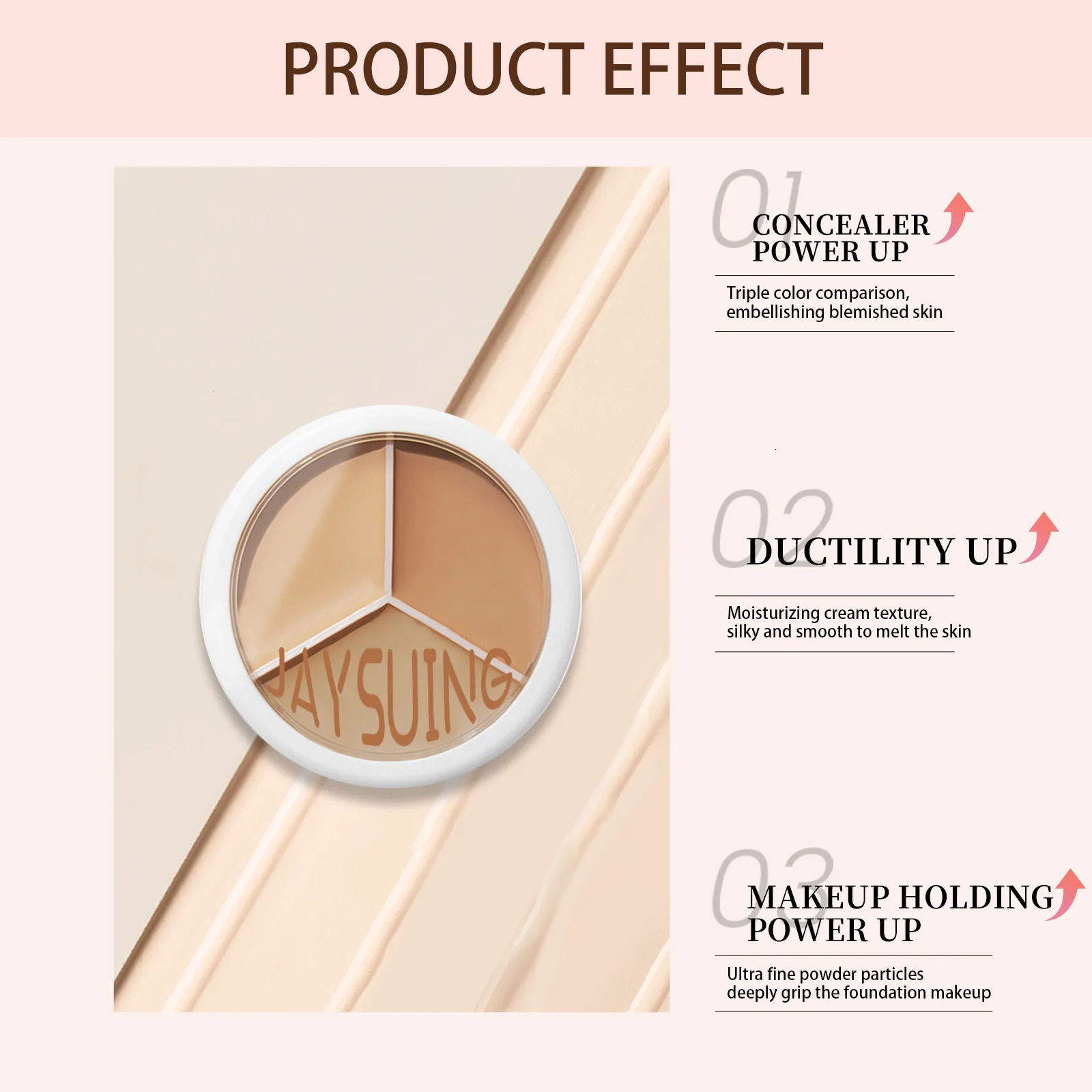 Jaysuing 3colors Concealer Cream Full Coverage Spot Dark Circles Contour Concealer Palette with Brush Cosmetic 250222