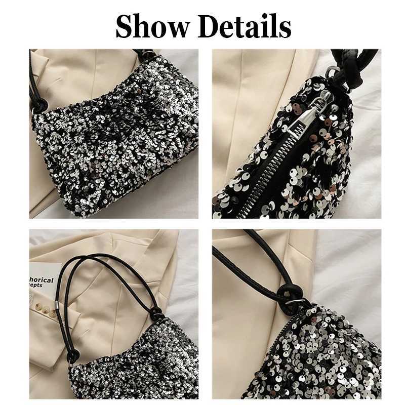 New Arrival Fashion womens bag shoulder bag sequin cross body bag simple solid color zipper womens holiday party handbag T250227