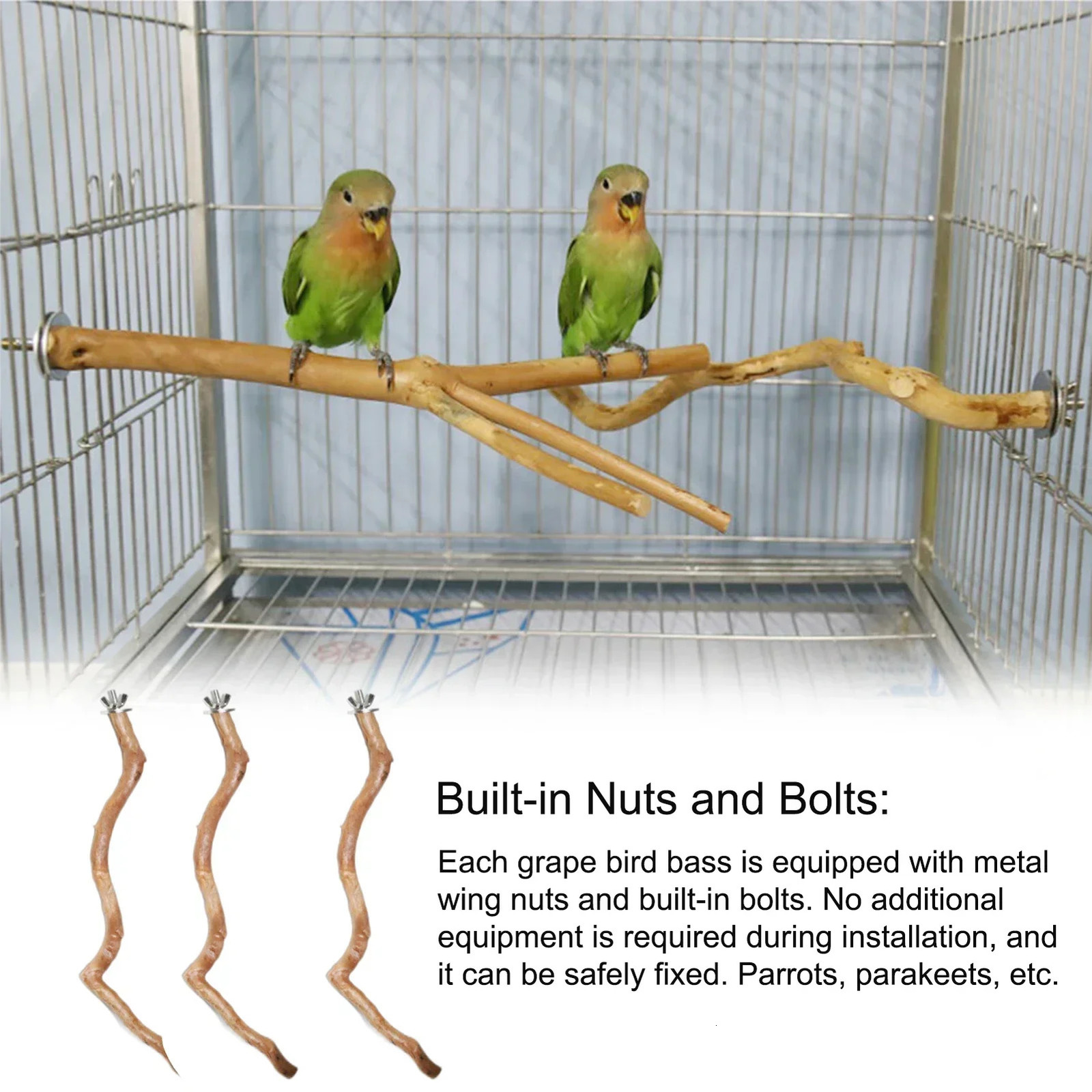 Natural Parrot Perch Bird Stand Tree Stick Paw Grinding Fork Parakeet Climbing Bird Standing Branches Toys Birdcage Accessories 250226