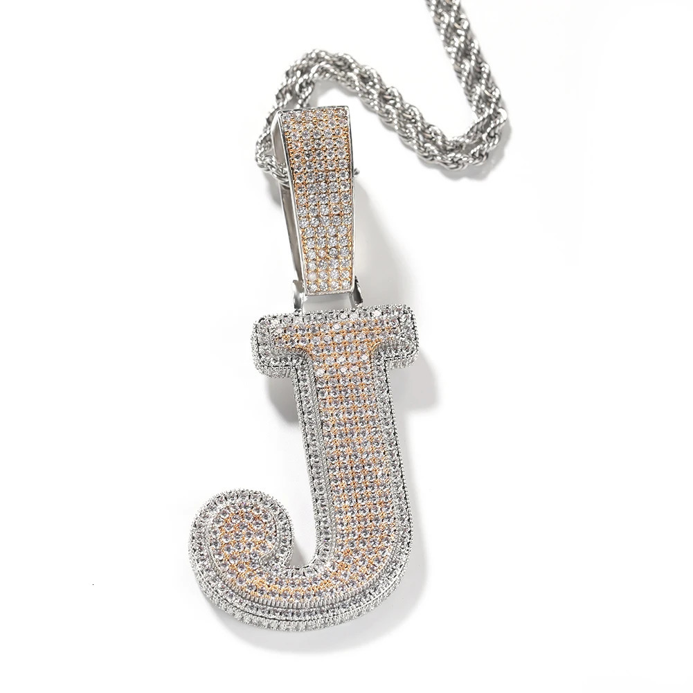 TBTK Big Bold Single Letter Pendant Initial Letter A-Z Micro Paved Out 5A Cubic Zirconia Charm Necklace Hiphop Jewelry 250227