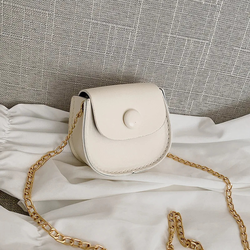 Ship from US Elegant womens bag autumn mini solid color shoulder fashion chain crossbody saddle 250227FBB