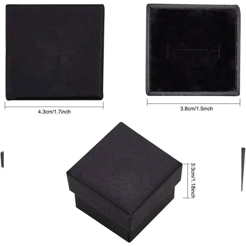 24 Pack Jewelry Ring Boxes Kraft Square Cardboard Jewelry Boxes 1.7x1.7x1.18inch for Jewelry Wedding Party Valentines Day 250222