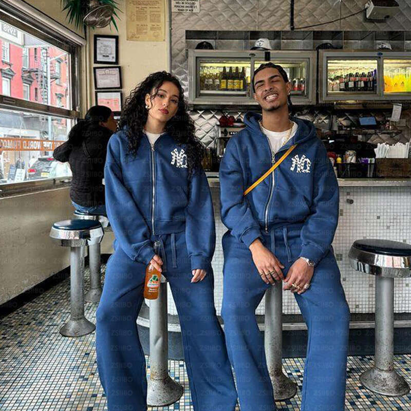 fashion casual trend printed autumn loose hooded cardigan women's hoodie