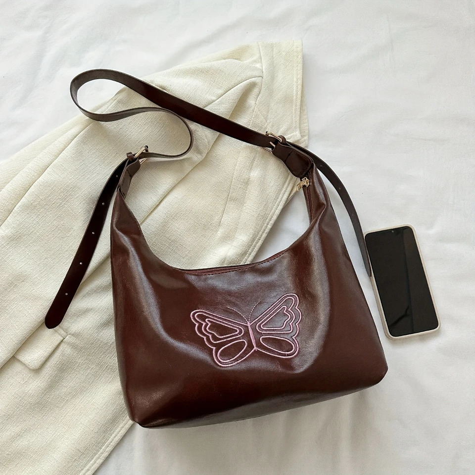 Ship from US Womens Retro Classic PU Leather Crossbody Handbag Y2K n Purse 250227FBB