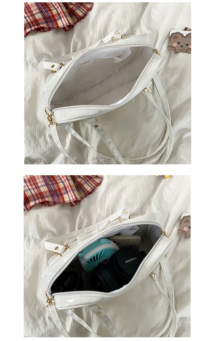 Kawaii Patent Leather Handbags Women Transparent PVC Itabag Women Tote Bag Japanese Shoulder Bag Women Small JK Bag ita bag 250221