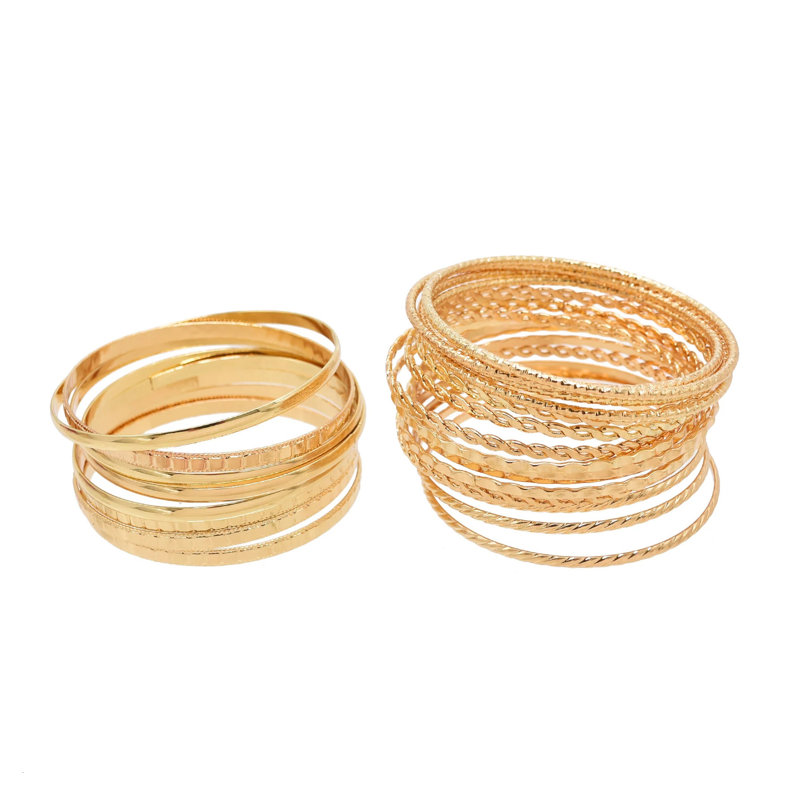 24 pcs/set Bangle Indian Bollywood Alloy Metal Textured Color Jewelry Special Large Size Bangle Bracelets Set 250227