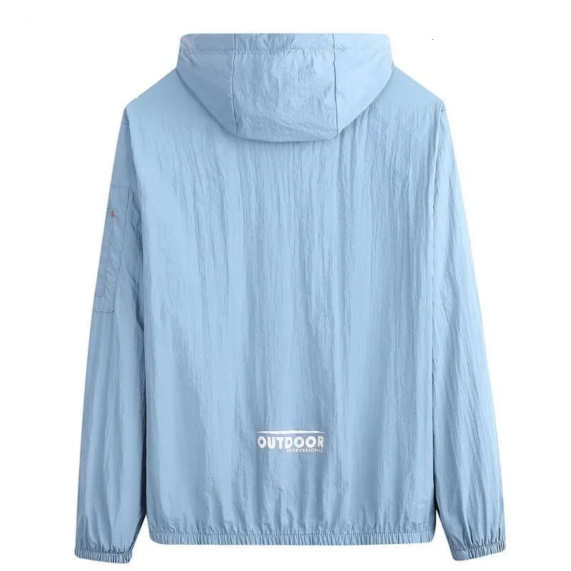 Summer Quick Dry Jacket Men Fashion Hooded Coat Thin Windbreaker Sunscreen Outdoor Sportwears Hiking Cycling Camping Jacket 5XL 250225
