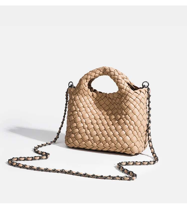 Women's Bags Clutch evening female Bucket woven Tote PU woman on sale medium size Hand knitting Ribbon Chain bag