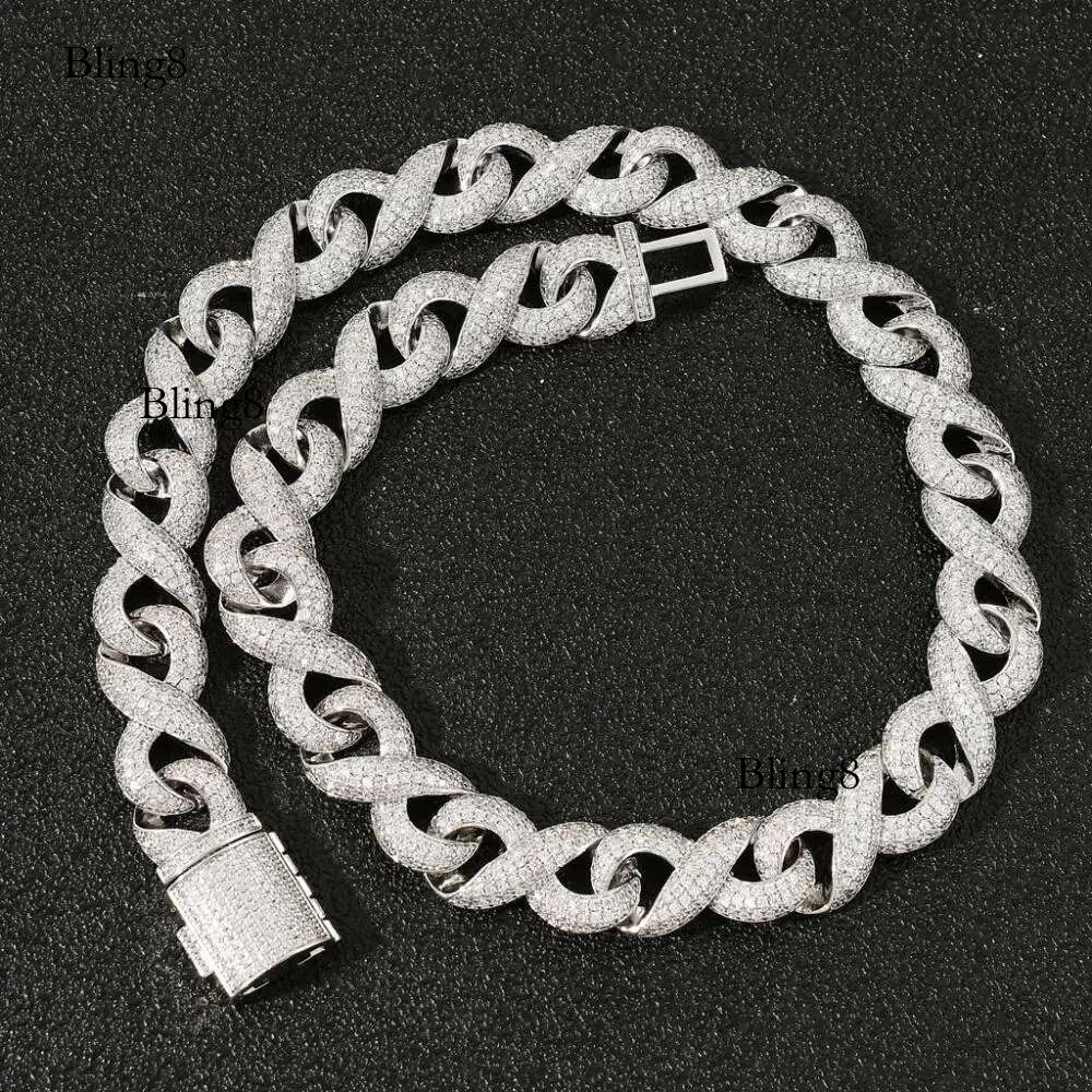 15mm Moissanite Dia New Style Miami Cuban Chain Sier Gold Color Necklace For Men Hip Hop Rap Rock Jewelry Gifts
