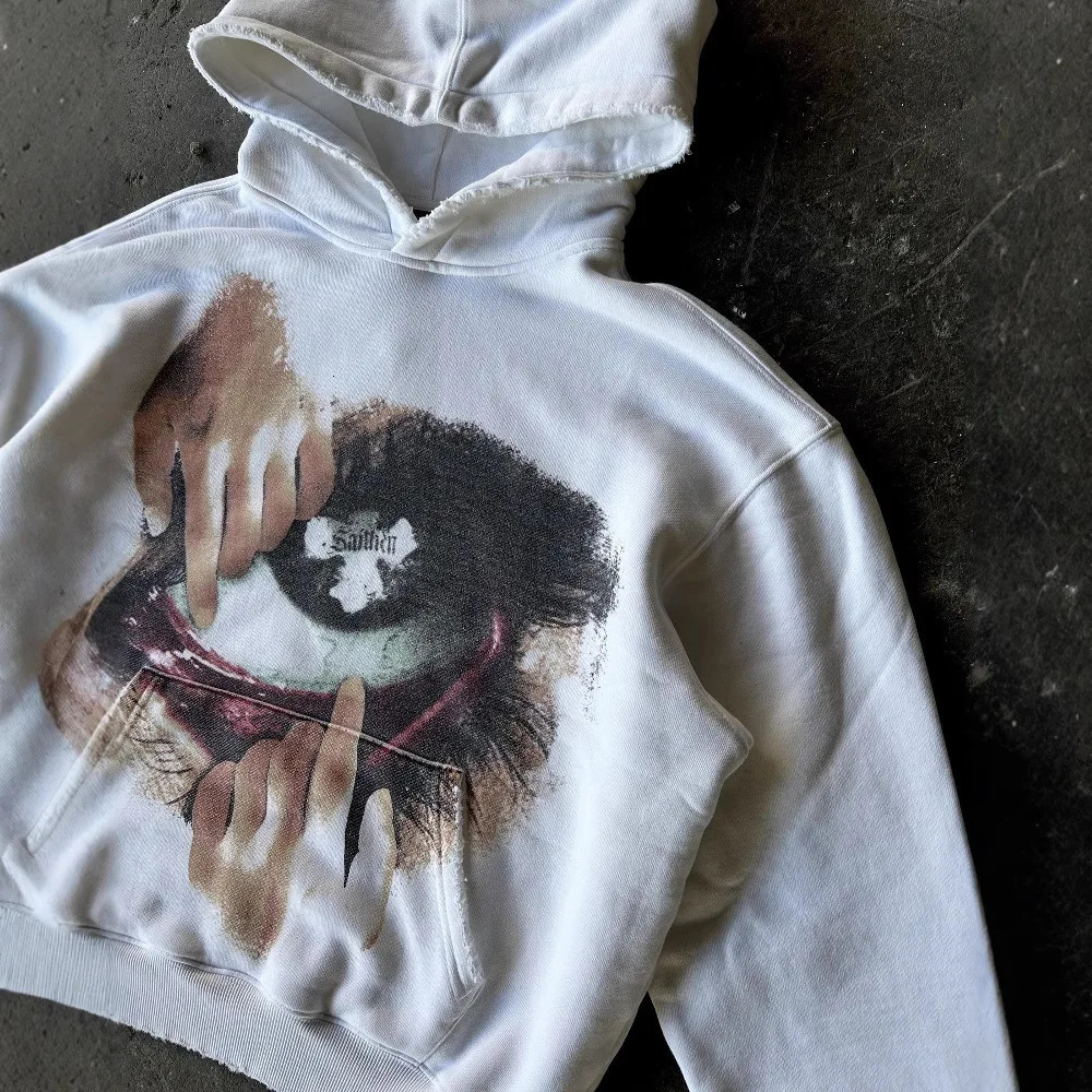 Y2k AutumnWinter Outfit Long Sleeve Hoodie Dark Retro Printed Sweatshirt Streetwear Hip Hop Punk Clothes Tops Trend Ootd 250226