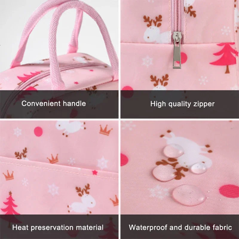 Ship from US Insulated Portable Cooler Bag Ice Pack Lunch Box for Women Kids 250227FBB