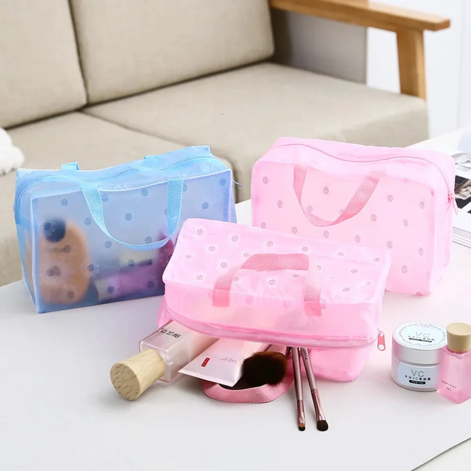 Ship from US 5 color waterproof PVC cosmetic women transparent organizer Makeup pouch compression Travelling Bath bags 250227FBB