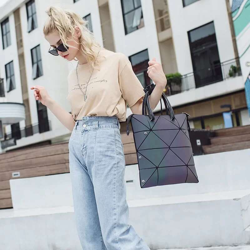 Women's Bags Luminous Geometric Fold Over bag Brand Women Handbag Designer Dia Lattice Shoudler Bags for women