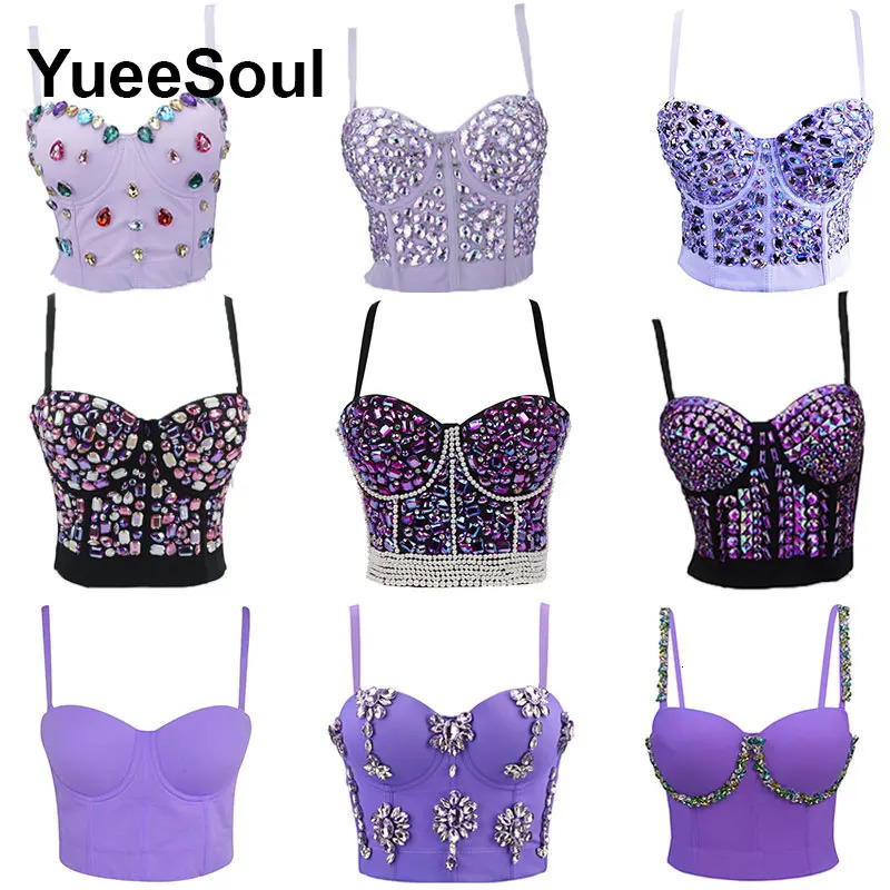 Purple Y2K crop top y diamond party evening tight corset summer sweet casual high street club sexy womens clothing 250226