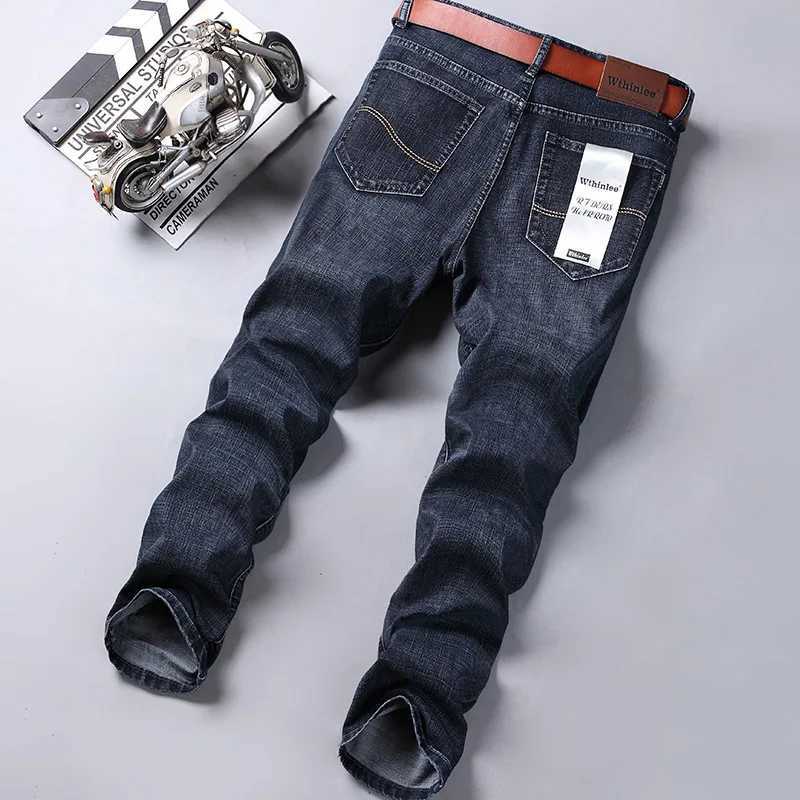 Classic Business Fashion Cosy Mens Jeans Casual Straight Stretch Blue Black Work Denim Trousers Male Brand Clothing Trousers X250227