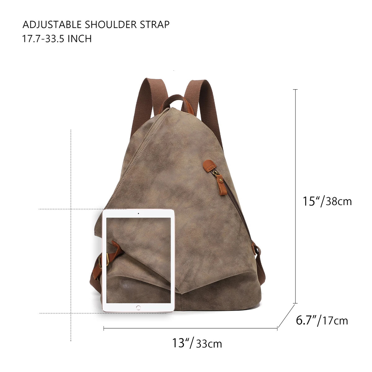 Ship from US KL928 PU Leather Retro Backpack Large Leisure Day Bag Outdoor Travel Rucksack Hiking 250227FBB